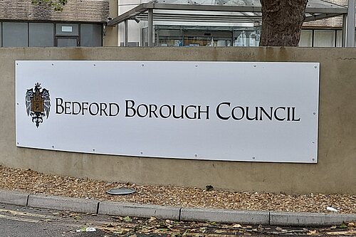 Sign outside Borough Hall