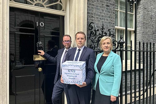 Tom Morrison campaigning at 10 Downing Street