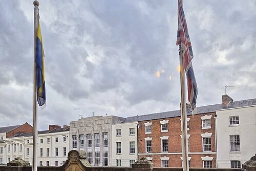 Flags at Leam Town Hall