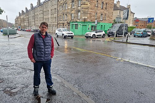 Jack Caldwell standing in front of a junction