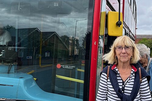 Cllr Ackroyd with a 5B bus.