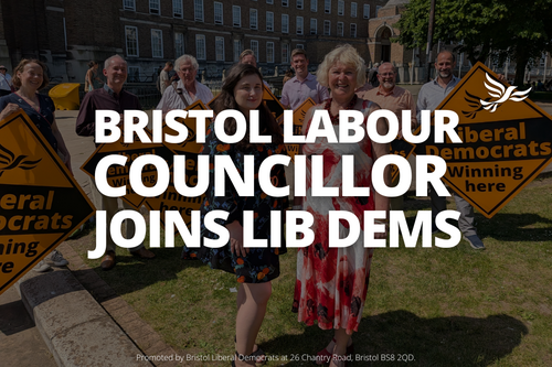 Graphic saying 'Bristol Labour Councillor joins Lib Dems'