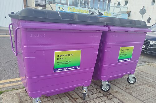 Purple bulk waste bins