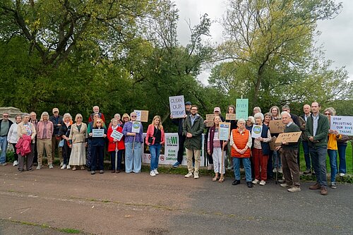 Freddie at the WI Clean River protest with fellow campaigners