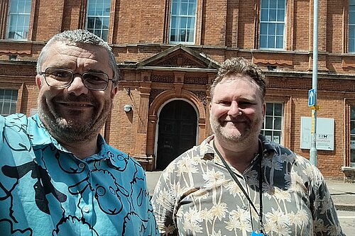 Tim Prater & Connor McConville outside 2 Grace Hill