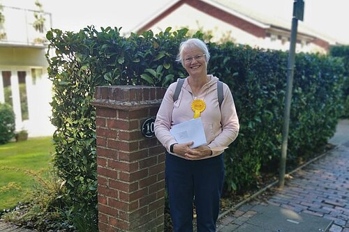 cllr jane clark delivering leaflets