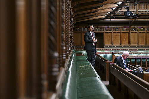 Tom Gordons stood speaking in the House of Commons Chamber