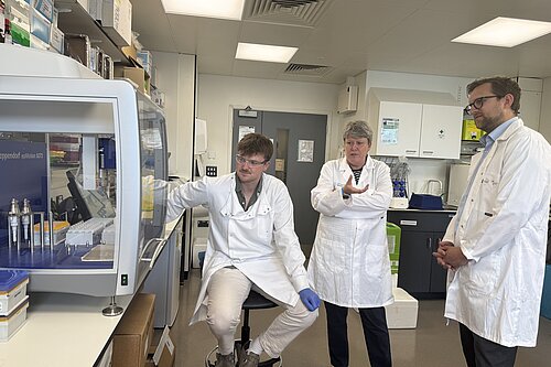 Freddie visiting the lab