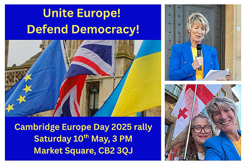 Pippa Heylings speaks at Camridge Europe Day rally 2025