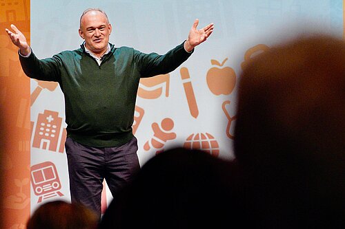 Ed Davey delivers a speech to Conference