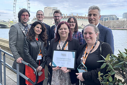 A picture of representatives from Cambridge Regional College and Ian Sollom MP for St Neots & Mid Cambridgeshire