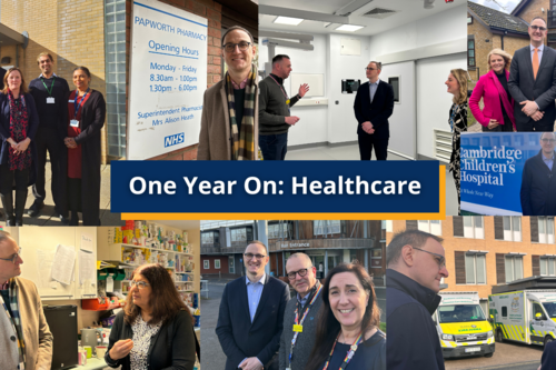 A compilation of images of Ian in healthcare settings in his first year as an MP
