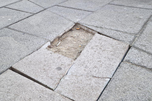 broken pavement in Moulsham Street