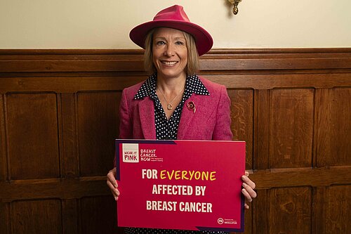 Helen Morgan showing her support for Breast Cancer Now