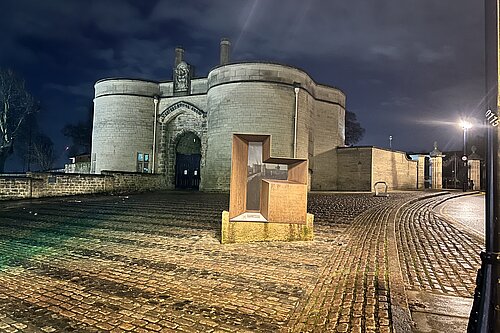 Nottingham Castle illuminated in the evening