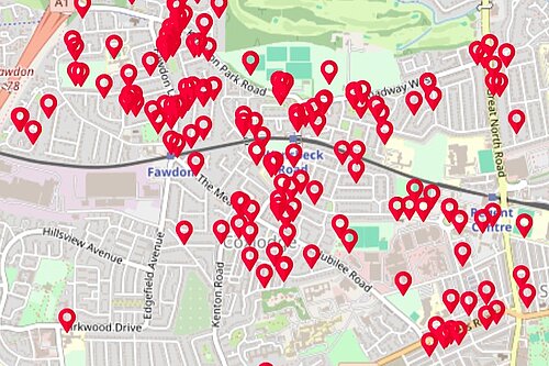 Map of Fawdon and West Gosforth