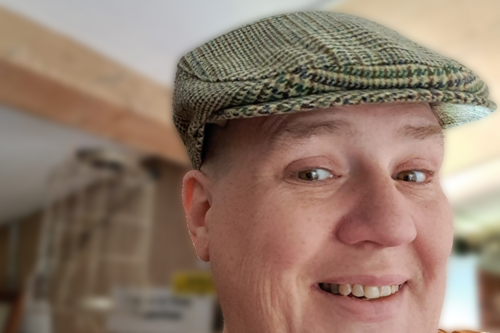 Laura Chalmers with her patterned cap