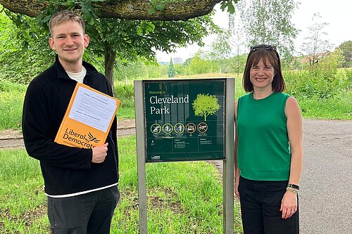 Councillor Adam Keenan with Lib Dem campaigner Mandy Lurie