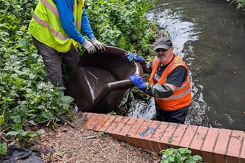 Lib Dem Cllr Frank O'Kelly and colleagues cleaning up Cippenham