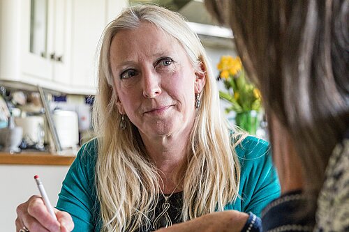 Roz Savage with a constituent