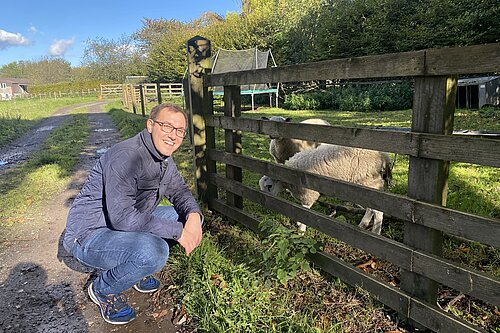 Tom Gordon with a sheep