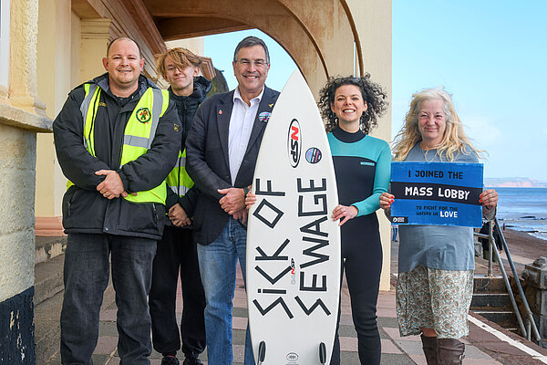 Martin Wrigley MP with local campaigners on Teignmouth seafront 