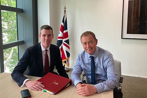 Tim Farron with the Housing Minister