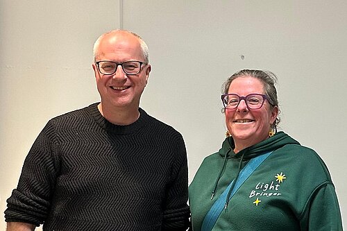 Jon Lean and Kate Andrews at the election count