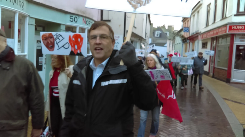 Martin protesting to save Teignmouth hospital