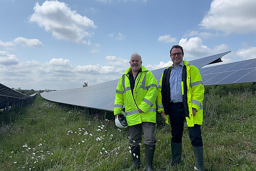 Henry Vann and Charles Royden visiting a solar installation
