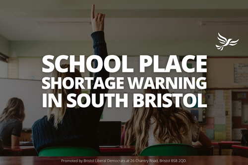 Graphic that says "school place shortage warning in South Bristol"