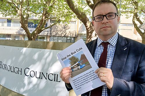 Henry Vann handing in a petition to Bedford Borough Council