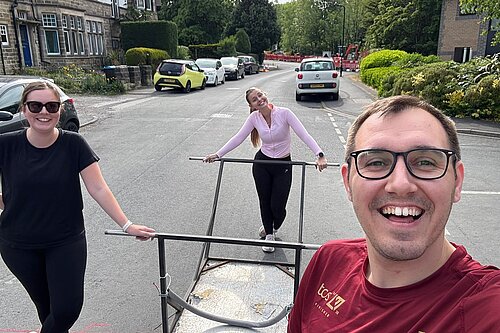 Tom at the bed race 