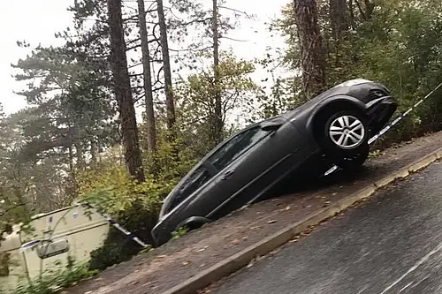 Car Falling off Succombs Hill