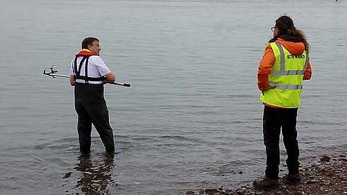 Image of two men seawater testing