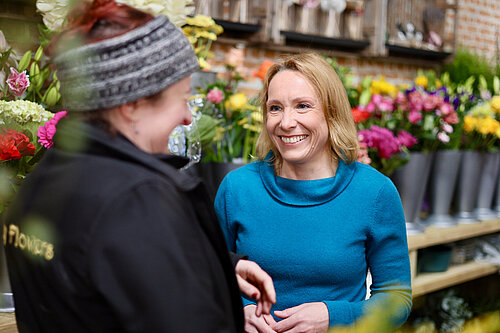 Helen buys flowers at a North Shropshire florist