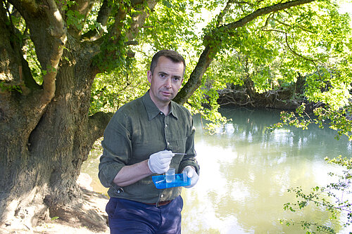 Calum Miller testing water