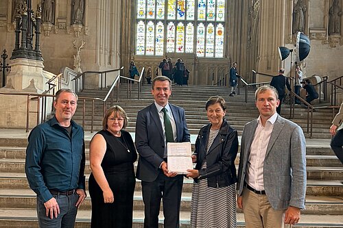 Calum Miller MP with local activists at Parliament