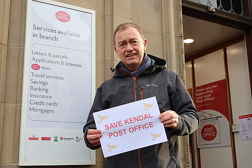 Tim outside Kendal Post Office