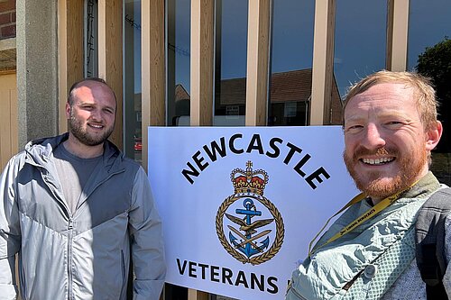 Cllr Rob & Colin outside Newcastle Veterans Hub
