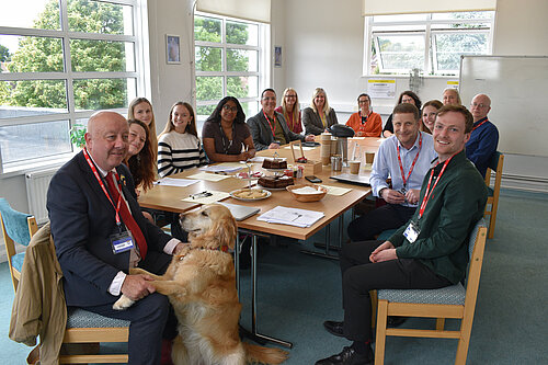 Steve at the roundtable event with students and representatives from local business. 
