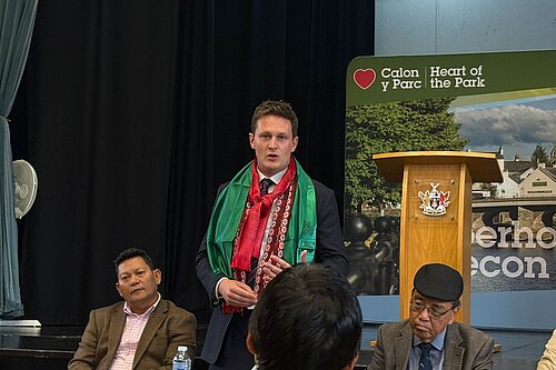 David Chadwick addressing Gurkha veterans