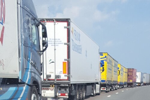 Lorries queuing